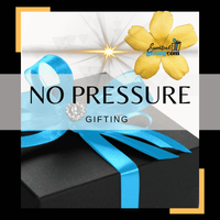 Thumbnail for Curated gift box with no pressure gifting, blue ribbon, and yellow flower against white background.