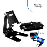 Thumbnail for Black adjustable phone stand with folding feature on a white background