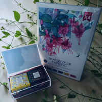 Thumbnail for Packaging of watercolor painting cards with floral design on a floral background