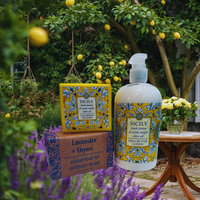 Thumbnail for Sicily-themed skincare products with a garden background