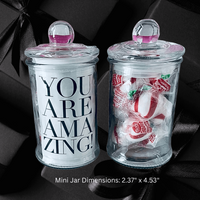 Thumbnail for Glass candy jar with peppermint sweets, gift-ready in a decorative container with 