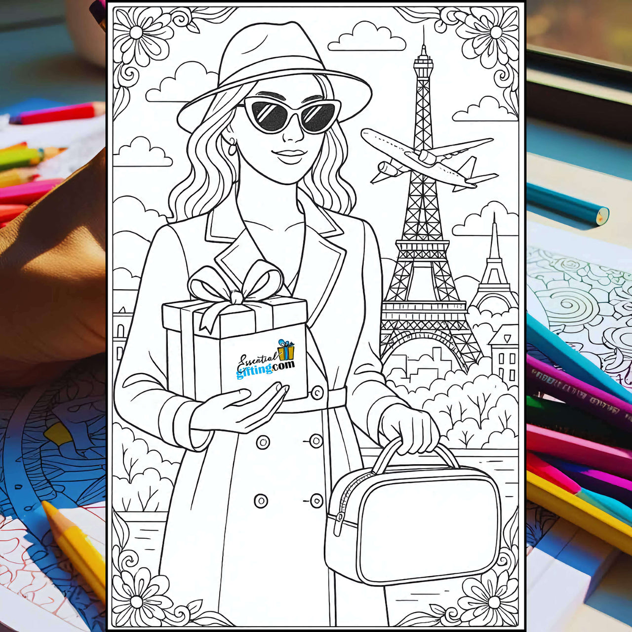 Paris Travel Designs Coloring Page.