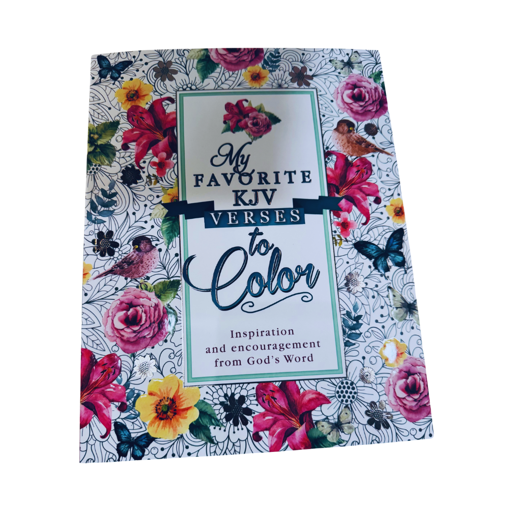 Coloring book with floral design and text on a white background