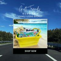 Thumbnail for Tropical family food basket with summer essentials on a beach road trip