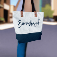 Thumbnail for White and black inspirational tote bag with the text 