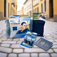 Thumbnail for Compact travel essentials: versatile travel blanket, security wallet, and important documents for a seamless journey.