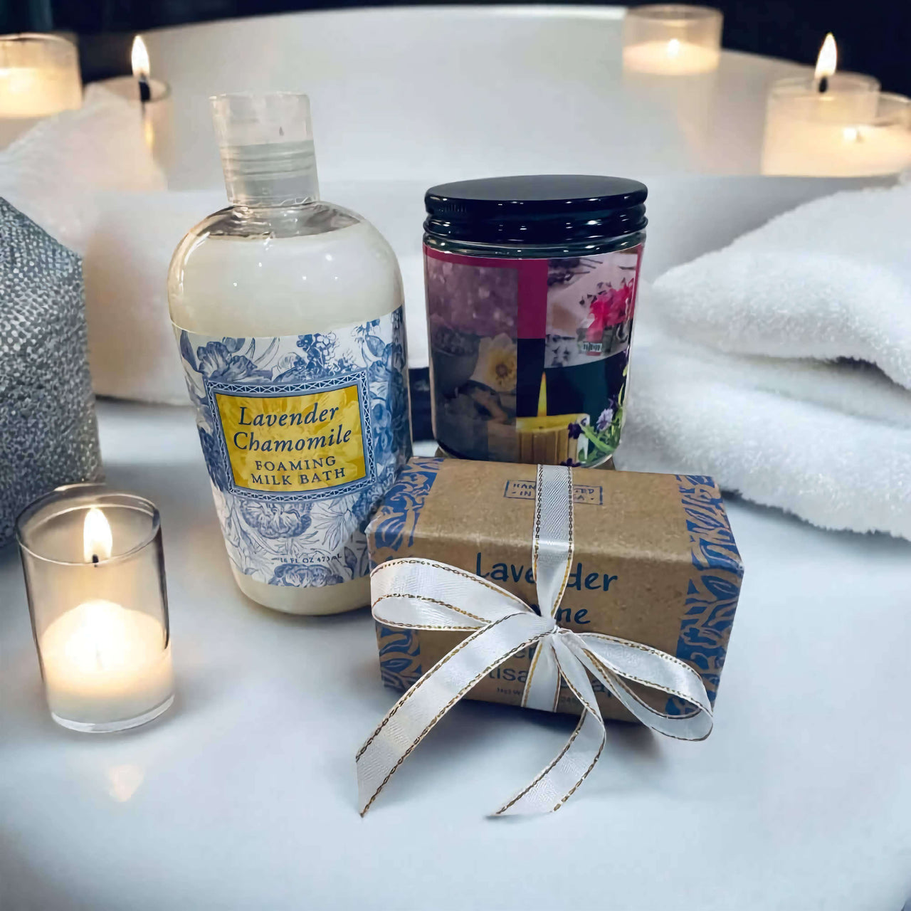 Calming Lavender Foaming Milk Bath Gift Set.