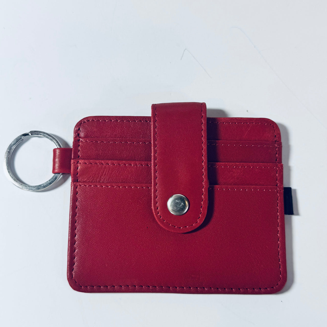 Leather Cowhide ID Card Case_Red