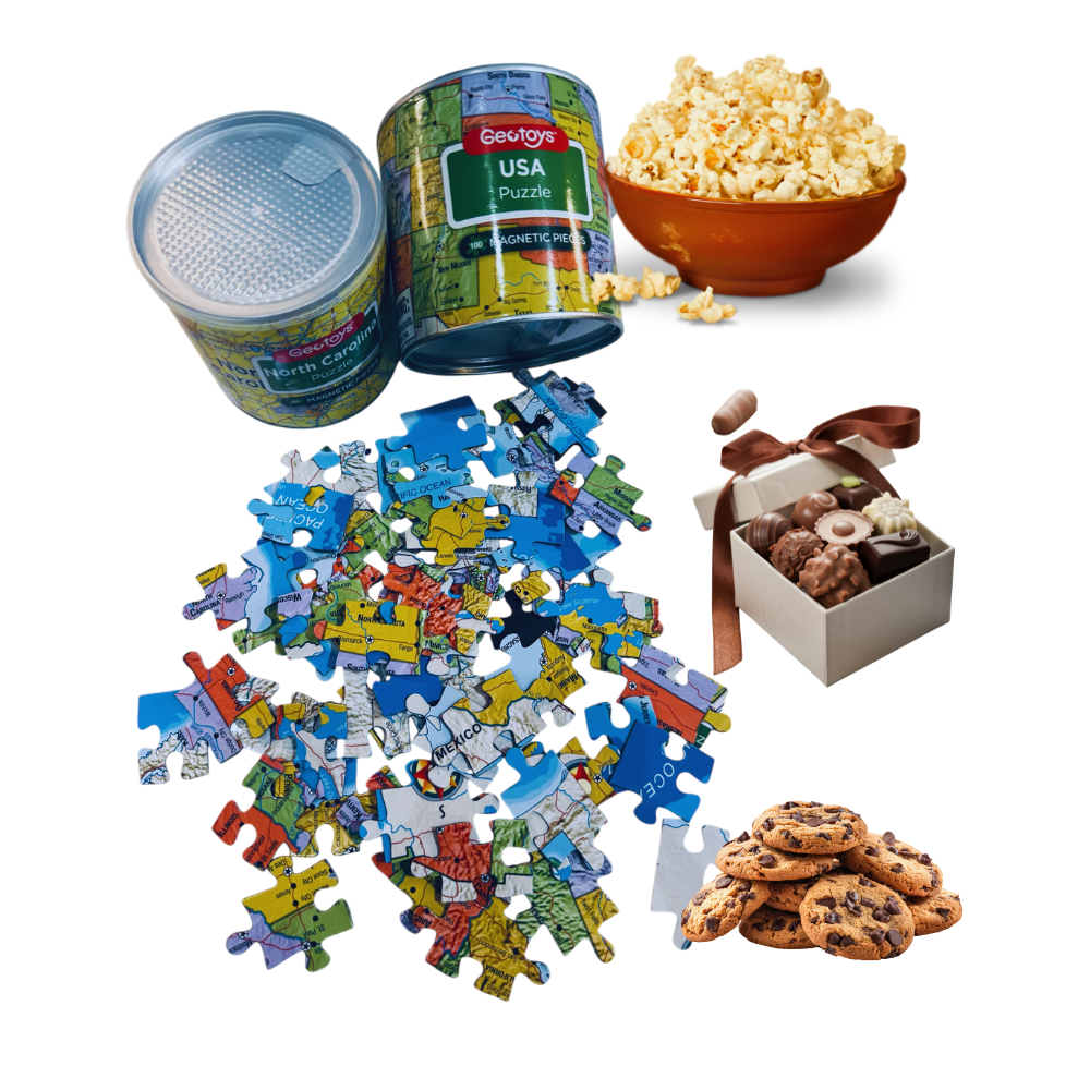 Magnetic USA Puzzle Activity with Snack Box - Essentialgifting