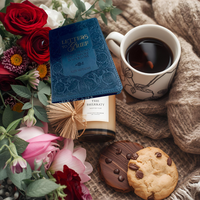 Thumbnail for Cup of coffee, cookies, and flowers on a textured surface