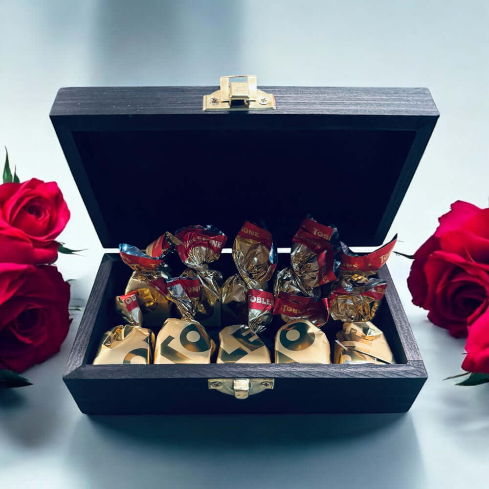 Chocolate Truffles in Wooden Keepsake Box.
