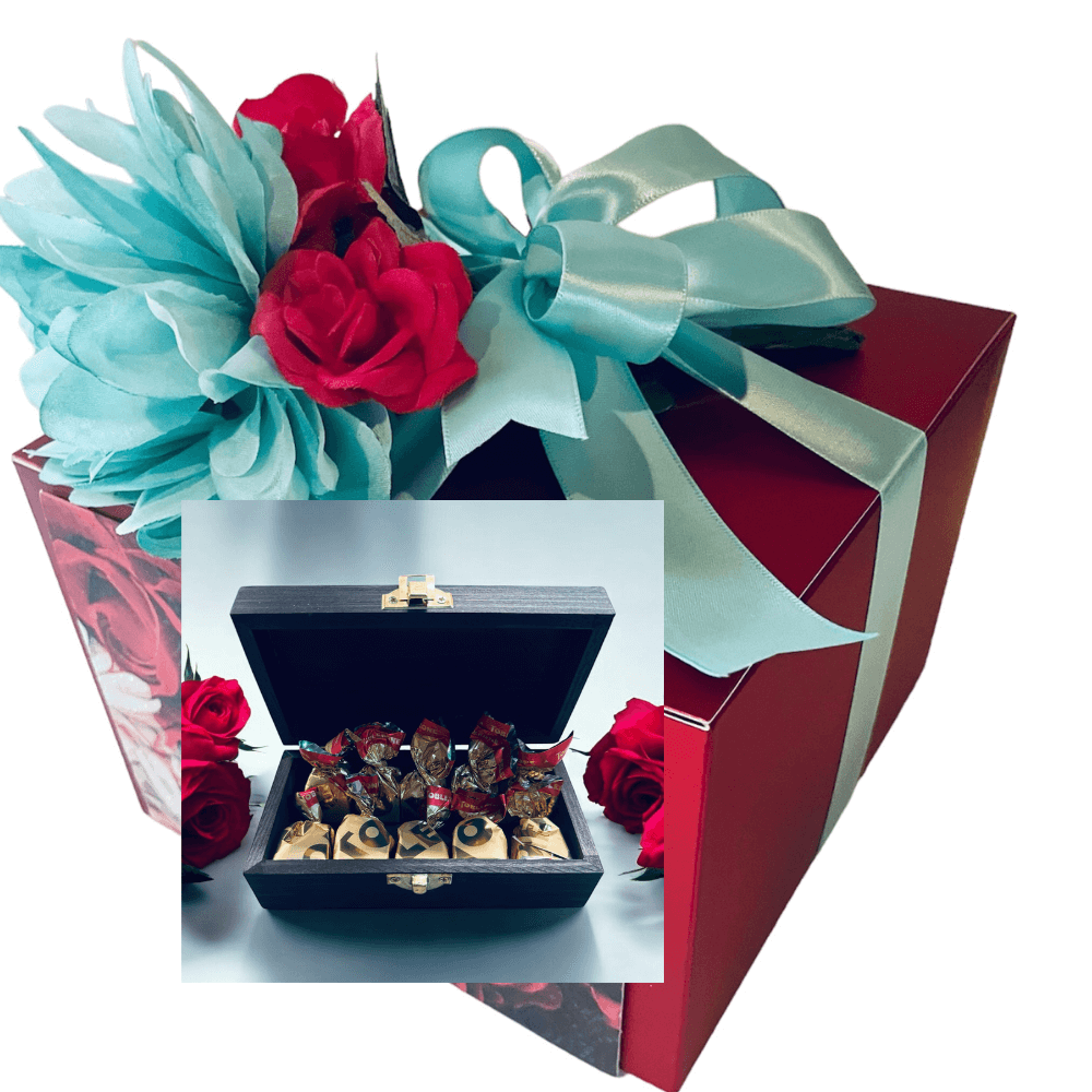 Chocolate Truffles in Wooden Keepsake Box.
