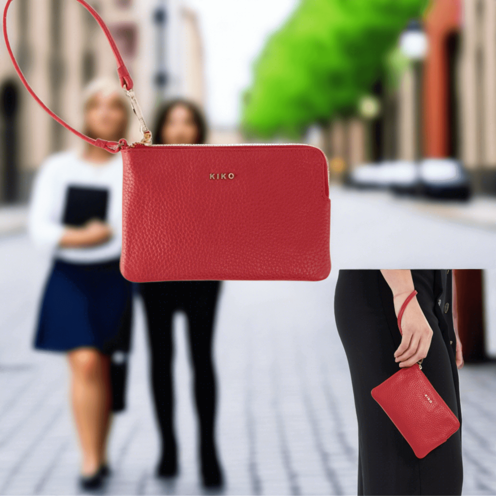 Elegant Mini Wristlet Handbag Wallet In Vivid Red - Essentialgifting