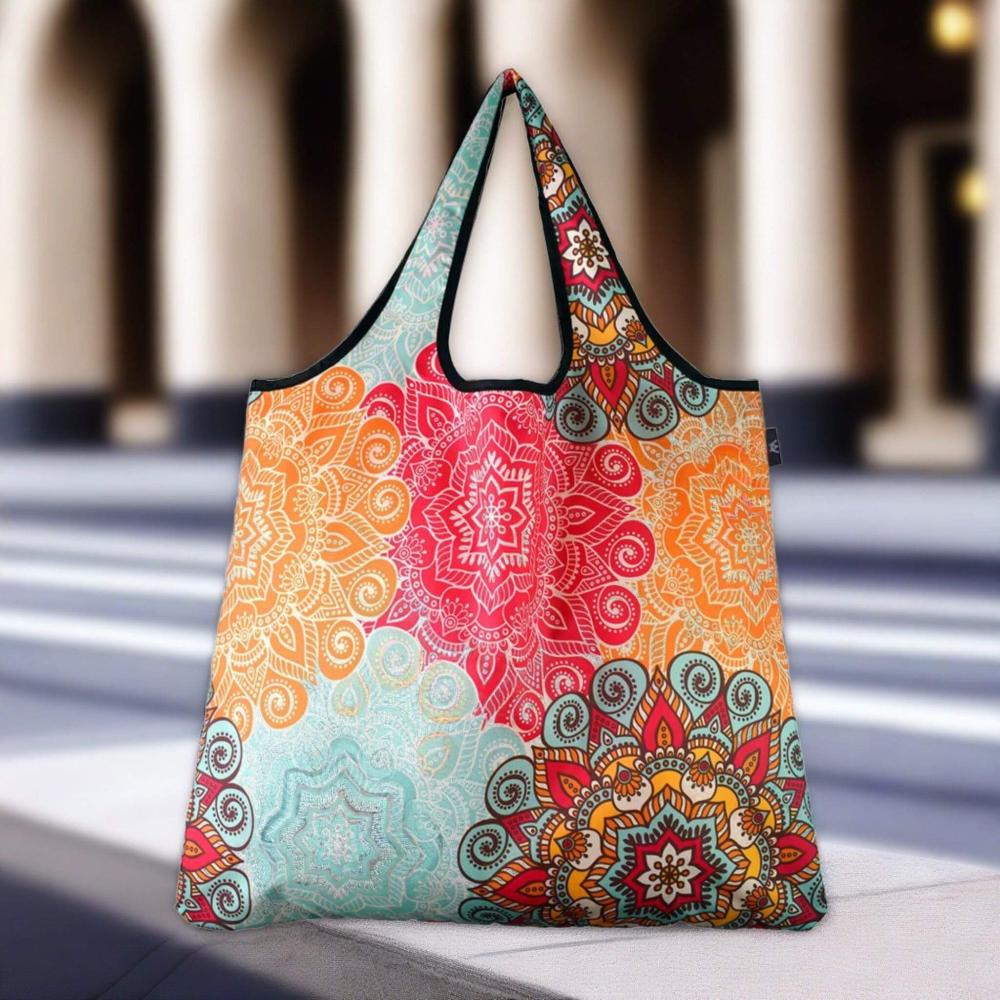 Colorful Mandala-Patterned Reusable Tote Bag