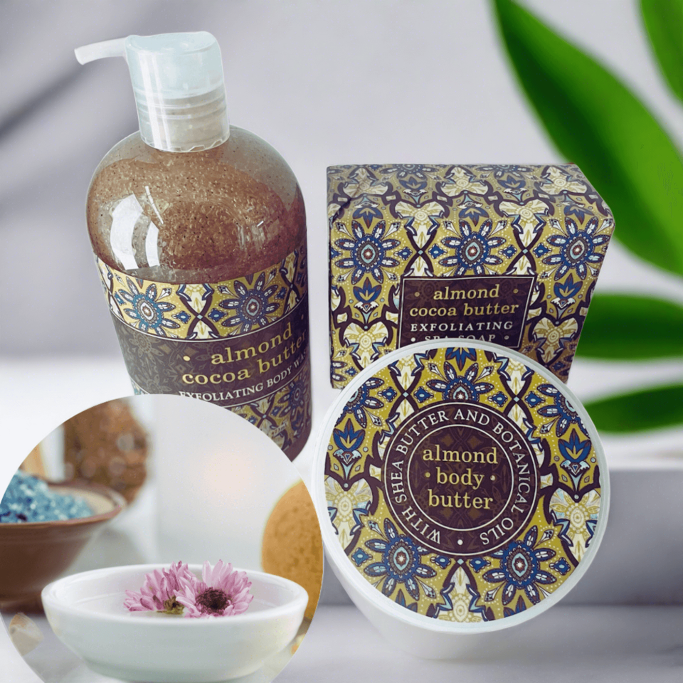 almond cocoa butter bath set, bath and body