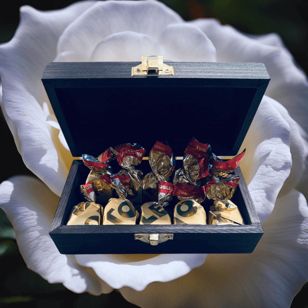 Chocolate Truffles in Wooden Keepsake Box.