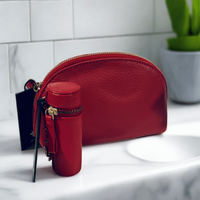 Thumbnail for Luxury Leather Cosmetic Travel Bag With Lipstick Holder - Essentialgifting