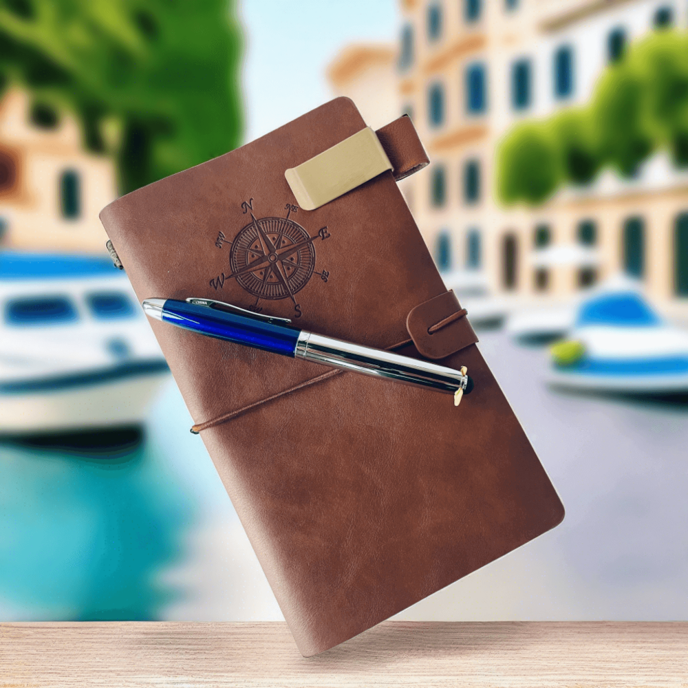 Stylish Travel Journal Notebook With Pen Holder - Essentialgifting