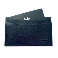 Thumbnail for Leather Card and Cash Holder, Black Wallet with Minimal Brand Logo