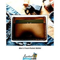 Thumbnail for Stylish front-pocket wallet in dark leather, designed for men's organized essentials.